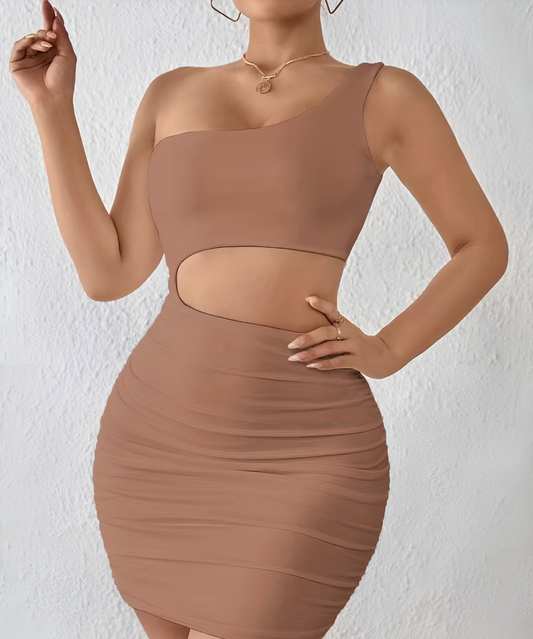 BROWN CUTOUT DRESS