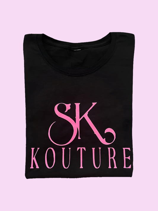 SK KOUTURE UNISEX T-SHIRT-BLACK AND PINK